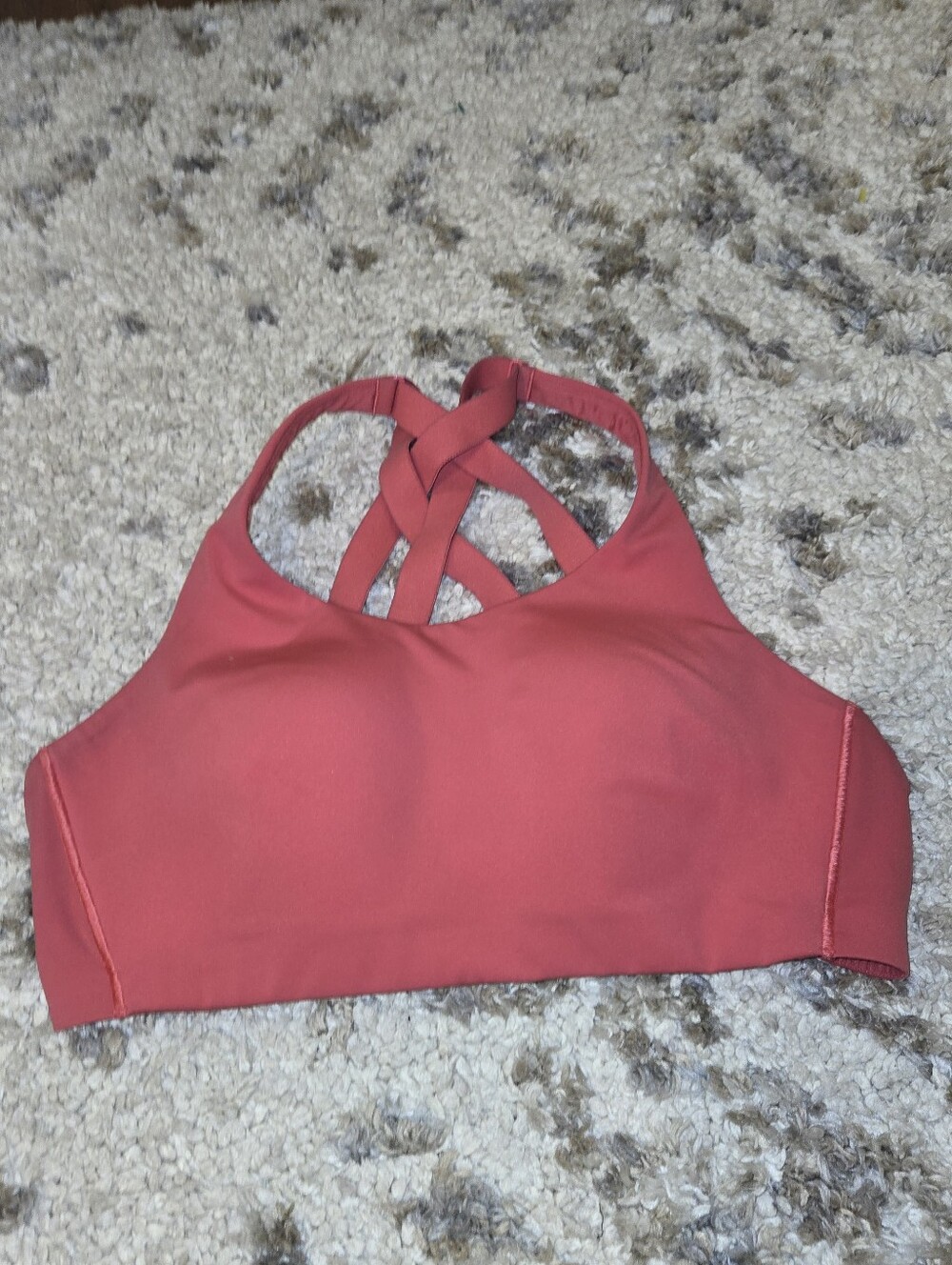 Lululemon Coral/Pink Strappy Sports Bra – Size 36C